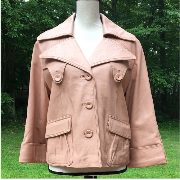 HAYDEN HARNETT “Nora” Leather Swing Trench - Blush - Picture 1 of 4
